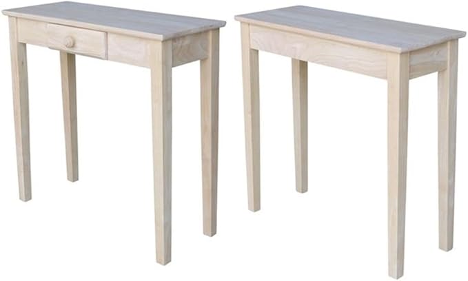 IC International Concepts, Rectangular Hall Table W/Drawer, Solid Real Wood