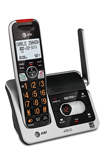 AT&T BL102-2 DECT 6.0 2-Handset Cordless Phone for Home with Answering Machine, Call Blocking, Caller ID Announcer, Audio Assist, Intercom, and Unsurpassed Range, Silver/Black