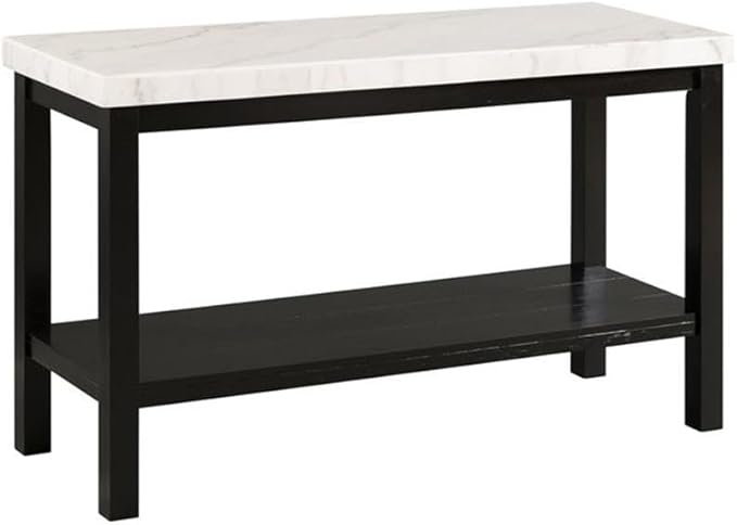 Picket House Furnishings Evie Wood Frame & Marble Top Console Table-White/Black