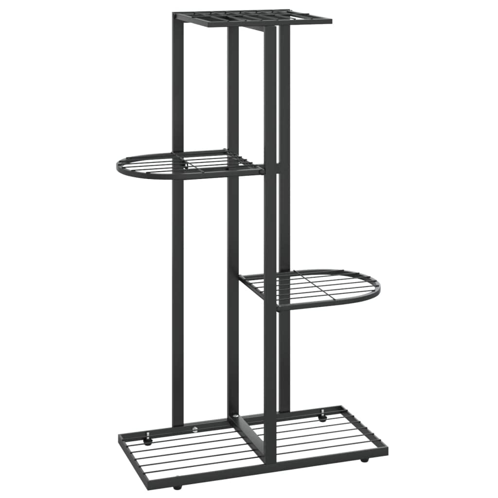 Qnhdfrt 4 Tier Black Metal Plant Stand Indoor Outdoor for Plants Flowers Decor Rectangular Powder Coated Steel Space Saving Shelf, for Living Room Balcony Garden Patio