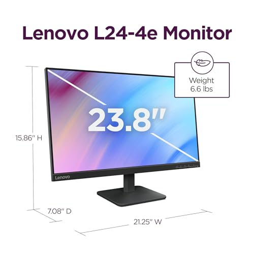 Lenovo L22e-40 Monitor, 21.45” FullHD Resolution, 250 nits Brightness, 75Hz Refresh Rate, AMD FreeSync, HDMI and VGA Ports, Tilt-Adjustable Stand, Natural Low Blue Light, Cloud Grey