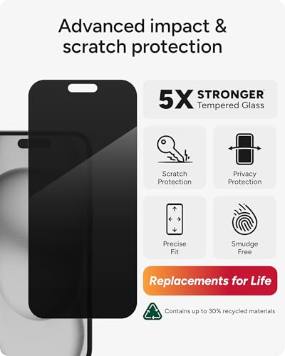 ZAGG Glass Elite Screen Protector for iPhone 16 Pro - 5X Stronger, Reinforced Edges, Ultra-Strong Tempered Glass, Scratch Resistant, Anti-Smudge, Easy Installation, InvisibleShield, Eco-Friendly