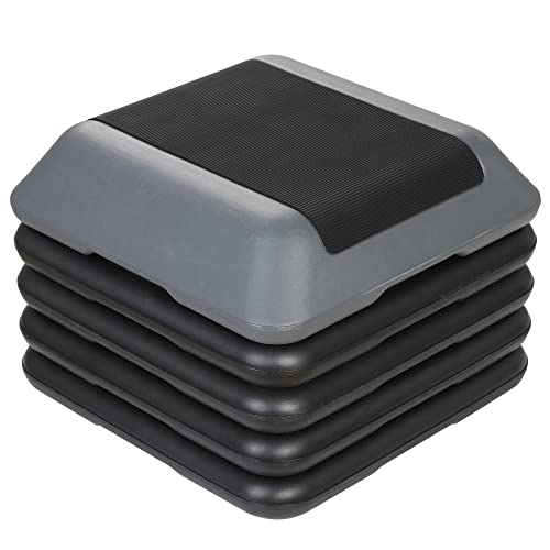 Smartxchoices 16 Inch Adjustable Aerobic Stepper Exercise Workout Step Platform Bench with 4 Risers 4"-6''-8''-10''-12' Height for Home Gym Fitness Training High Step Aerobics Platform