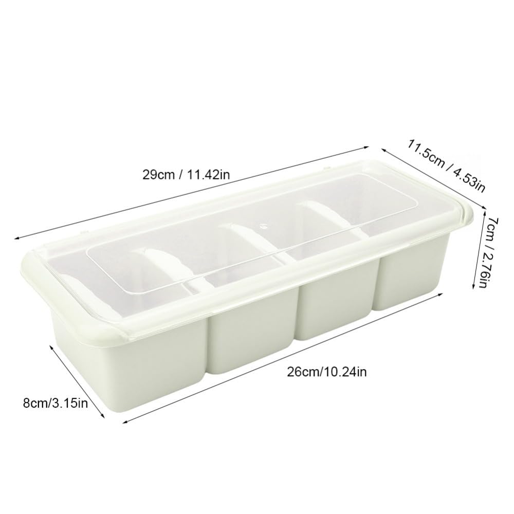 Anu Limen Spice Organizer Box 11.4 Inch – Condiment Holder with Spoon, Kitchen Storage Rack for Seasonings, Sugar, Salt, Jam, Leak-Proof Design(Green)