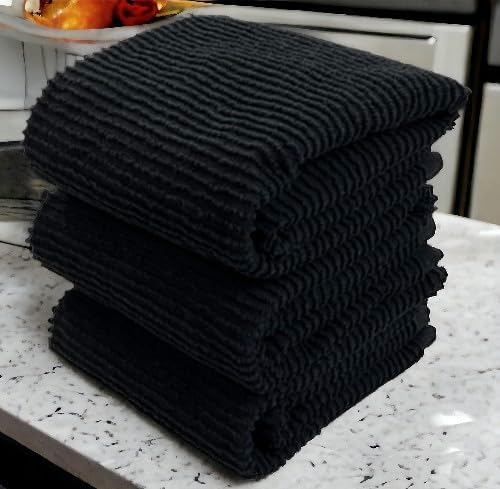 Serafina Home Oversized Solid Color Black Kitchen Dish Towels: 100% Cotton