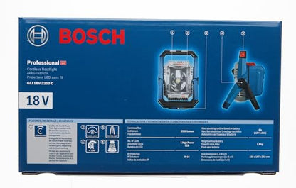 Bosch Professional 18V System Cordless LED Construction Site Floodlight GLI 18V-2200 C (max. brightness 2200 lumen, Connect Ready, without battery/charger)