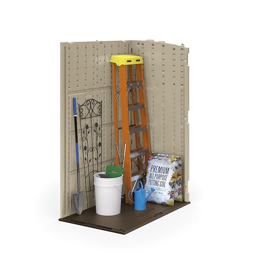Suncast 54 Cubic Feet Vertical Storage Shed with Durable Plastic Construction, Multiple Wall Panels and Ample Space for Outdoor Storage