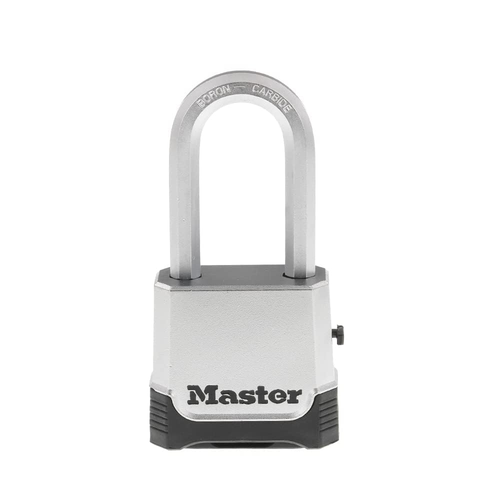 Master Lock Silver Outdoor Combination Lock, Heavy Duty Weather Resistant Padlock with Resettable Code and Cut Resistant Boron Carbide Shackle for Outdoor Use, M176XDLH