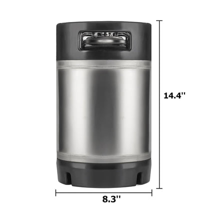 TMCRAFT New 2.5 Gallon Ball Lock Keg, Stainless Steel Beer Keg with Dual Rubber Handle for Home Brew