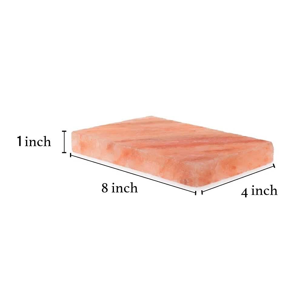 Pride Of India | Pink Salt Crystal Accessories (Pink Salt Crystal Cooking Tray - 8 by 4 inch) | Perfect for Grilling, Searing, Cutting, BBQ, Serving | Carries 84 Traces of Minerals