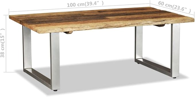 Coffee Table Solid Reclaimed Wood 39.4"x23.6"x15", Side Table, Center Table
