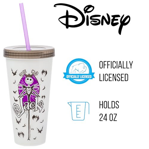 Silver Buffalo Disney Nightmare Before Christmas Character Grid 4 Pack Color Change Plastic Tumbler, 24 Ounces