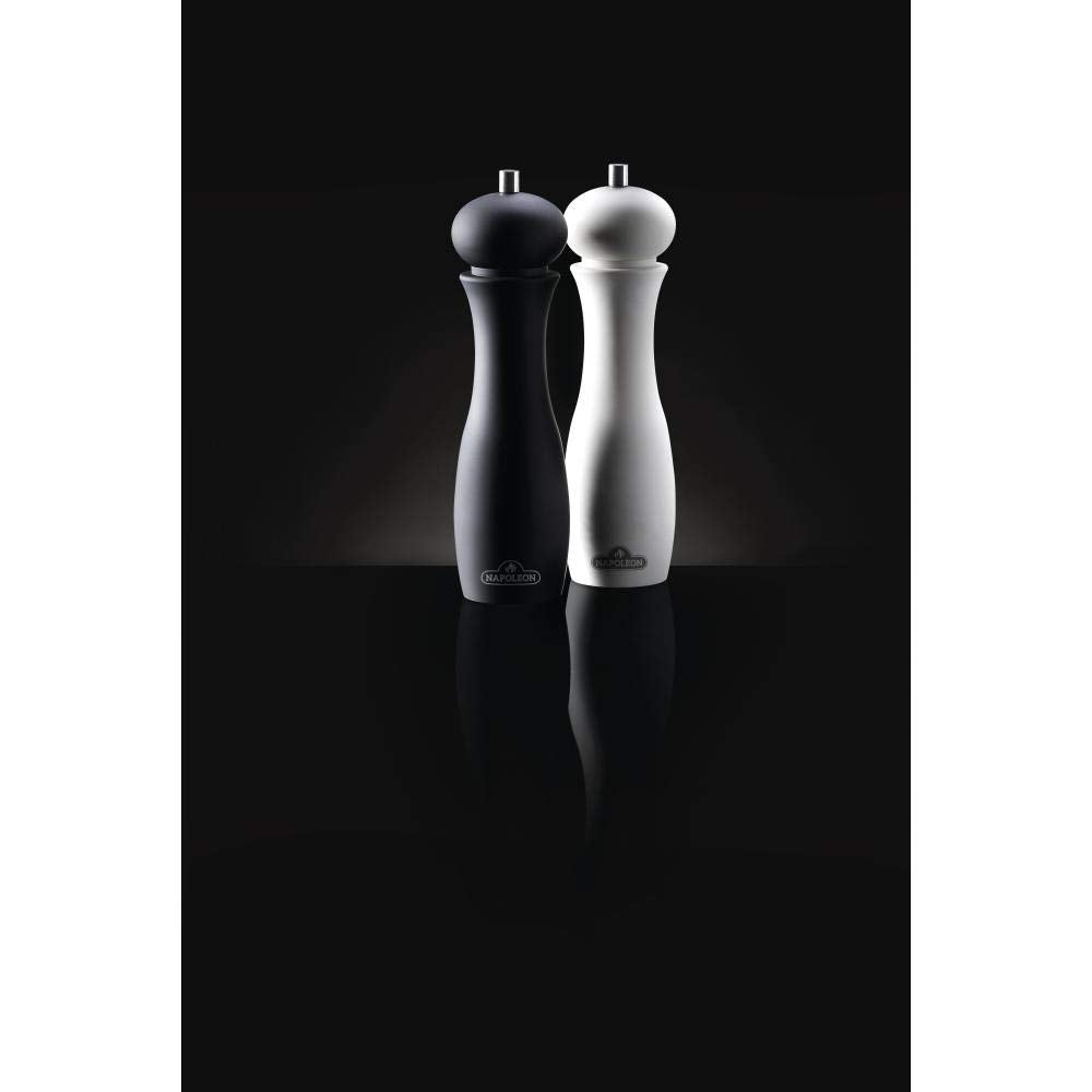 Napoleon Salt & Pepper Grinder Set - BBQ Grill Accessories, Two Piece Set, Matte Black Pepper Grinder, Matte White Salt Grinder, Soft Grip Surface, Ceramic Grinder Mechanism 10 inches tall