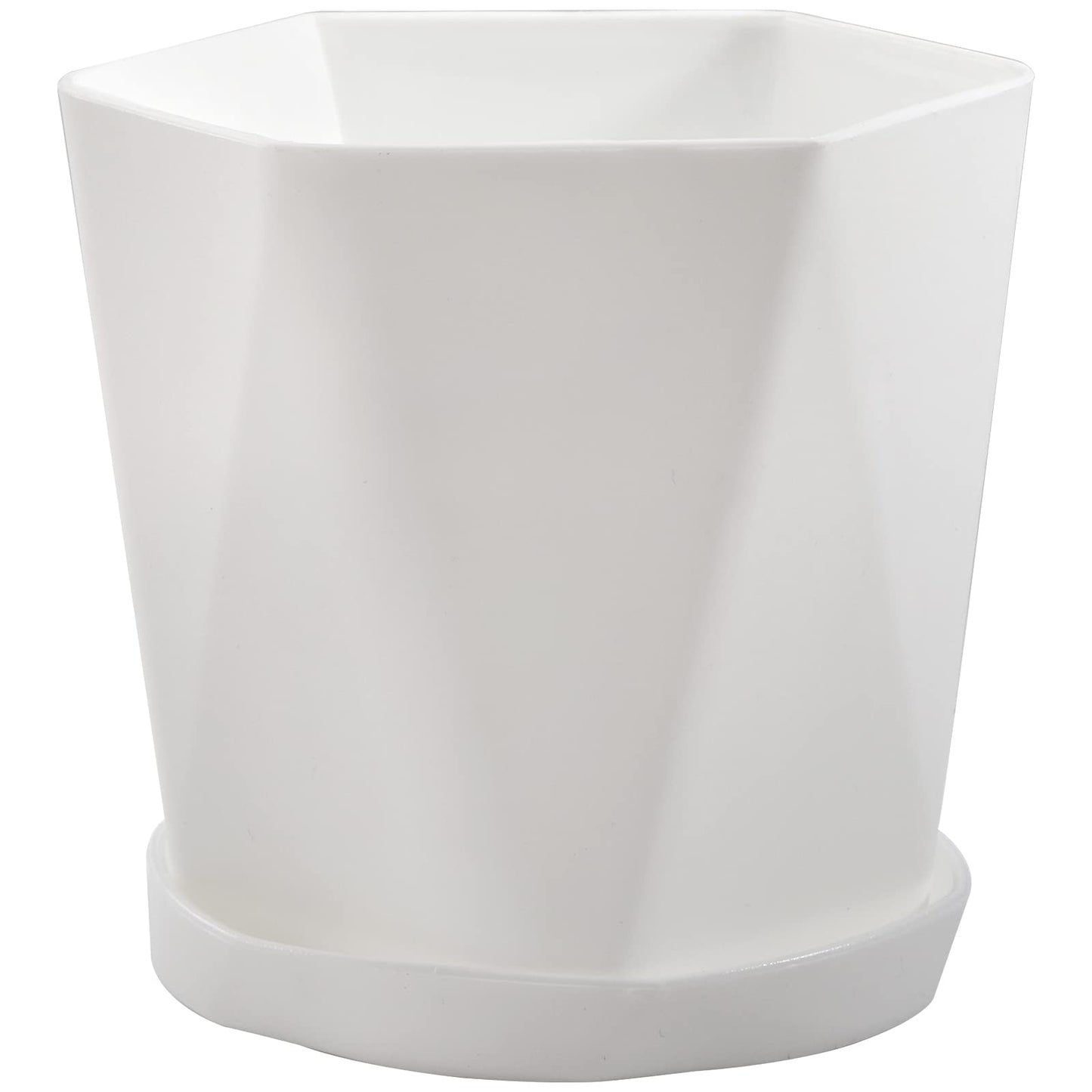 Foraineam Plastic Planters, Set of 8 White 5 inch Flower Pots with Drainage Holes and Trays, Suitable for Indoor and Outdoor Gardening
