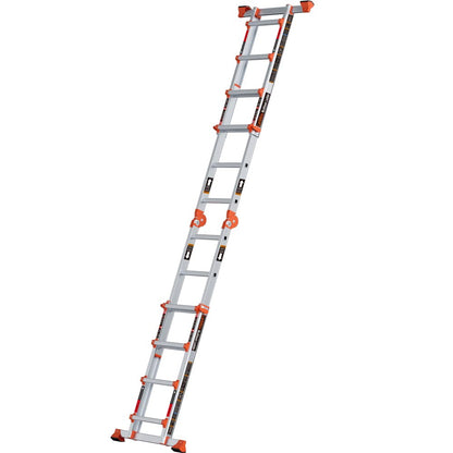 LANBITOU Ladder, A Frame 4 Step Ladder Extension, 14 FT Anti-Slip Multi Position & Storage Folding Ladder, 330 lbs Security Load Telescoping Aluminum Ladders for Stairs Home Indoor Outdoor Roof