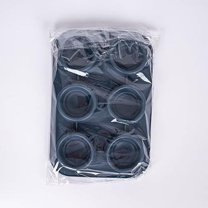 2 Pack Deep and Jumbo Muffin Tray 6 Cup Large Silicone Muffins Pan, Non-Stick Giant Cupcake Tin, Silicon Mould Bakeware, Baking Case for Yorkshire Pudding, Bun, Cupcakes, 27.8 x 19 x 5 cm (Grey)