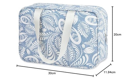 Full Size Toiletry Bag Large Cosmetic Bag Travel Makeup Bag Organizer for Women (Blue Leaf)