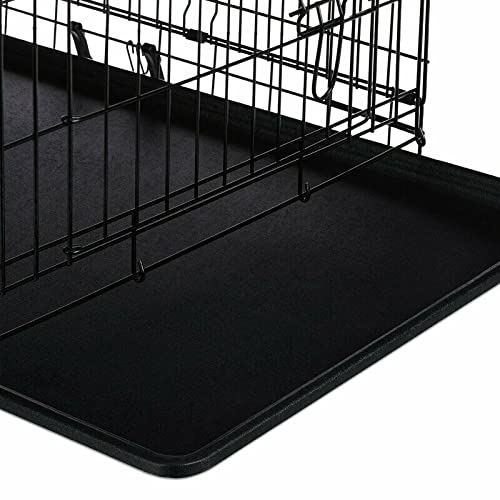 Cardys Dog Crate Puppy Pet Cage with 2 Doors Easy Clean Removable Plastic Tray Folding Metal Training Crate (Small 24''), black