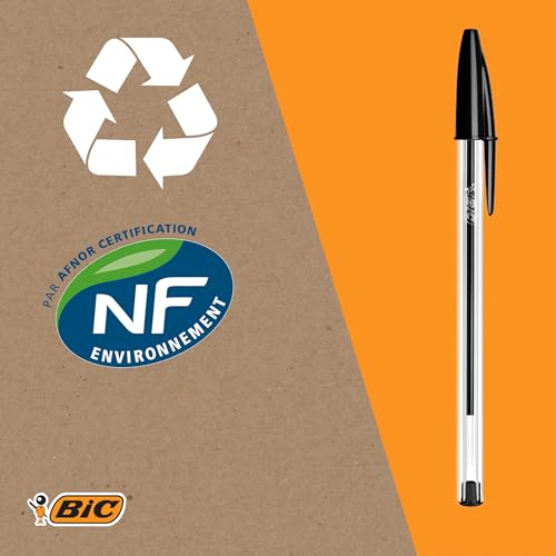 BIC Cristal Original Smudge Free Ballpoint Pens, Ideal for School, Black, Medium Point (1.0mm), Pack of 50