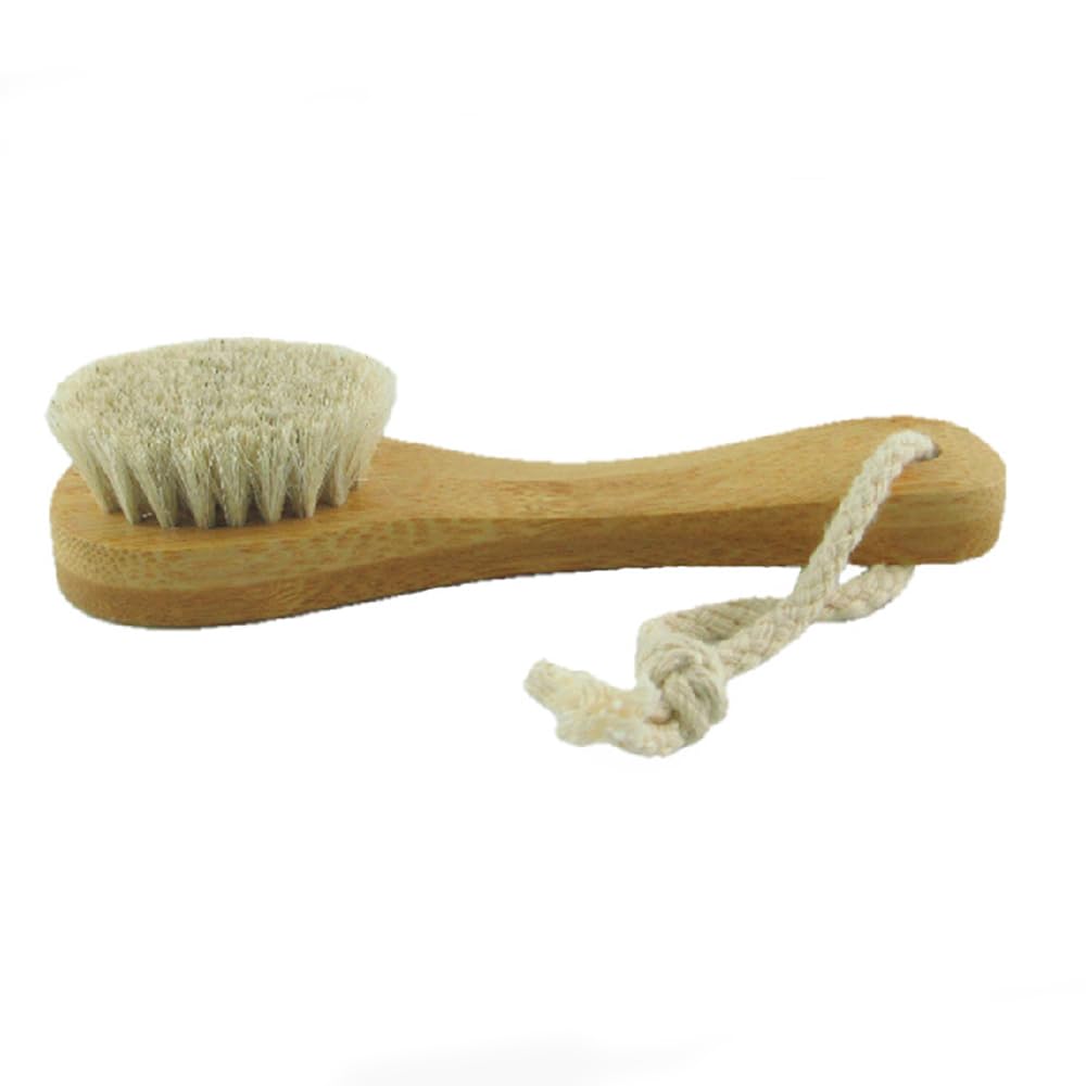 Natural Soft Wool Bristles Dry Facial Cleansing Brush, 6" Face Skin Care Exfoliating Scrub Brush, 2 Pack Wood Handle Face Brush Cleanser.