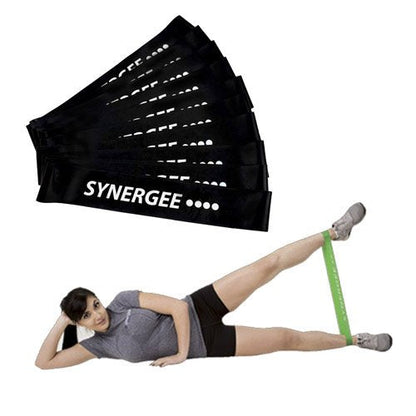 Synergee 10 Pack Mini Band Resistance Loop Exercise Bands Black X-Heavy Resistance