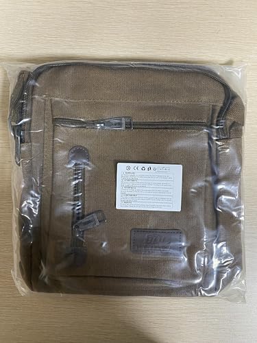 A-QMZL Mens Shoulder Bag Canvas Messenger Bags Travel Crossbody Bag Large Capacity Casual Handbag with Multiple Pockets for Working Shopping Hiking Daily Use (Brown)
