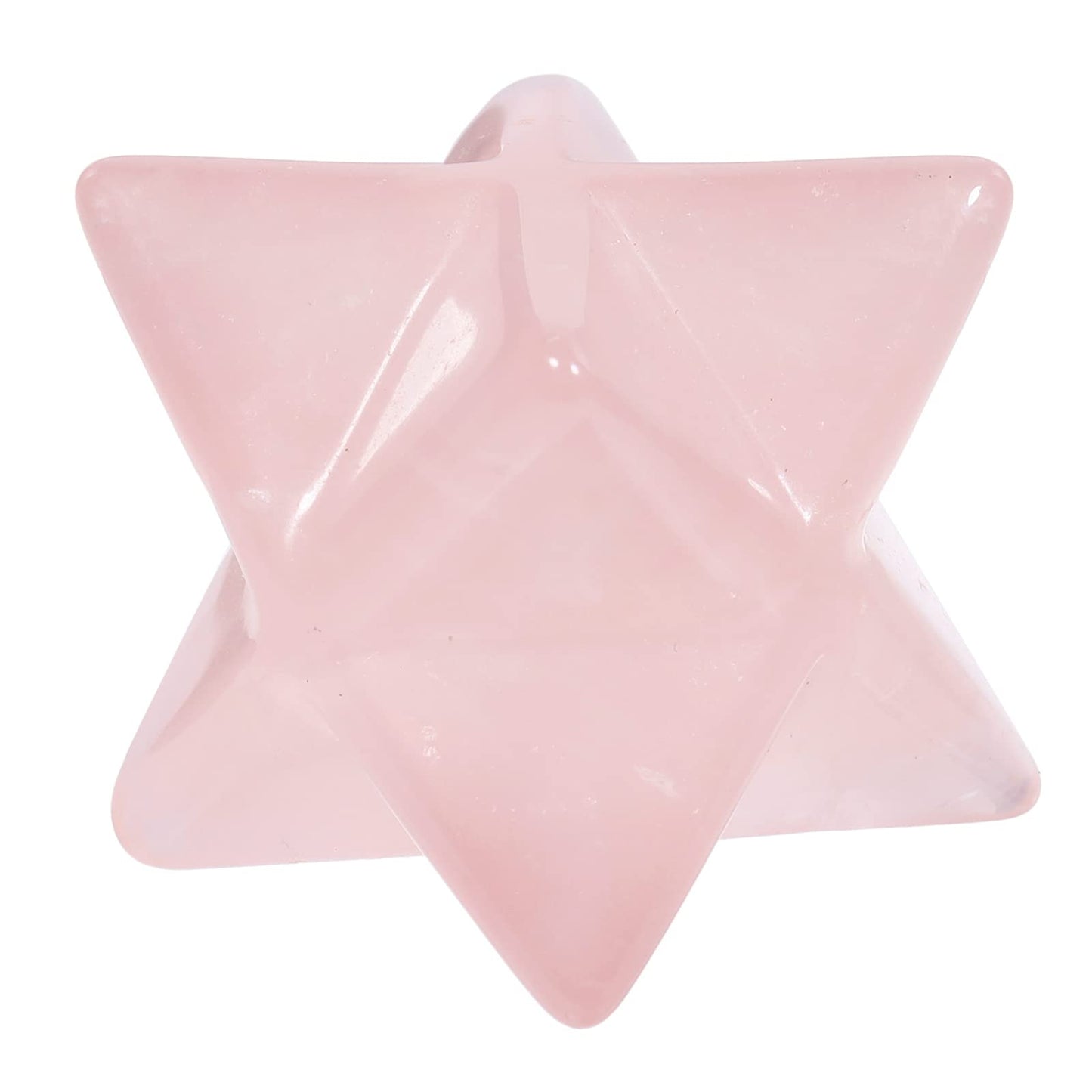 Loveliome Merkaba Star Crystal 1 Inch - Natural Gemstone Sacred Geometry, Hand Carved Six-Pointed Star Spiritual Gift for Meditation,Natural Rose Quartz