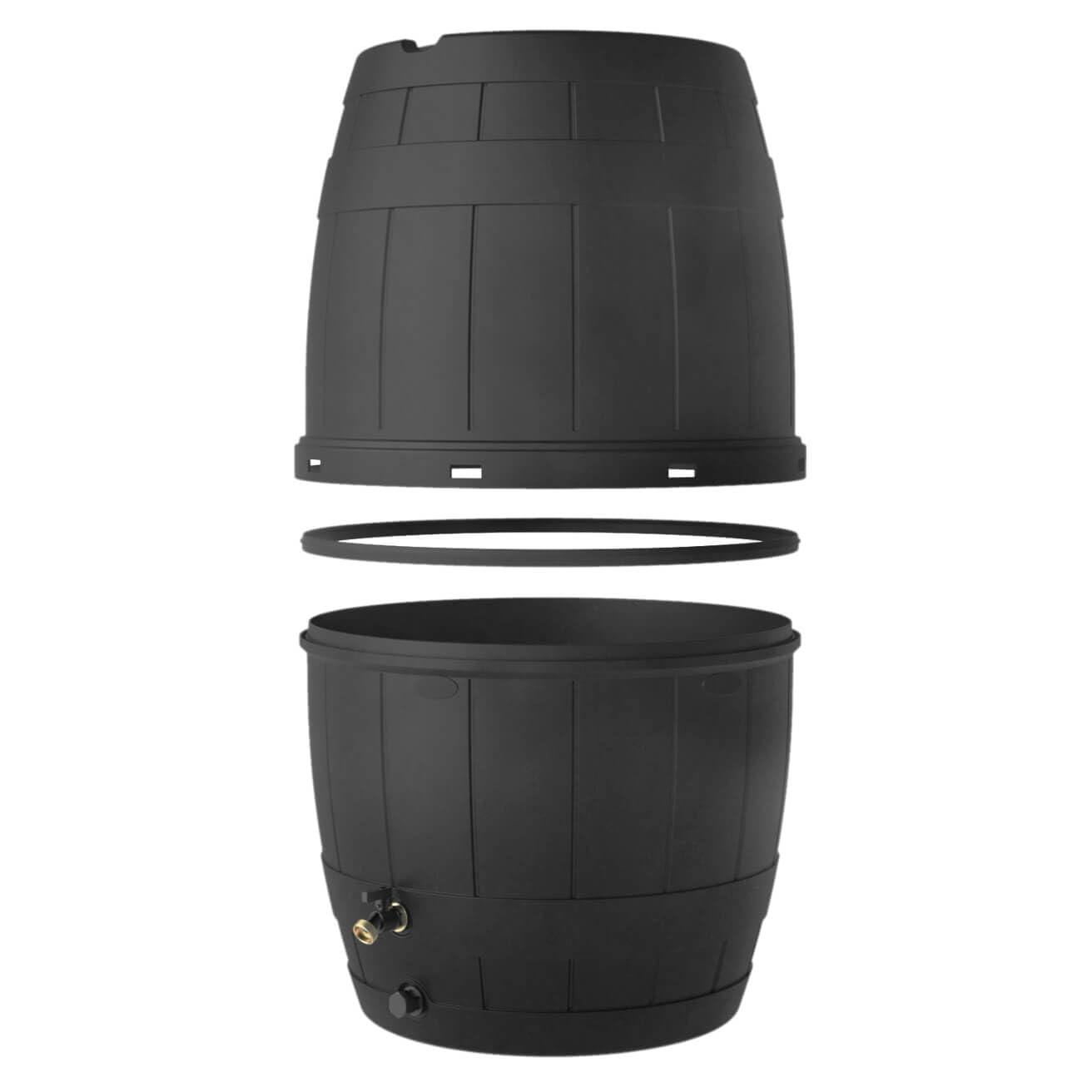Garden Central 39-Gallon Knock Down Rain Barrel with Brass Spigot, Black – Plastic Outdoor Water Collection Container with Planter Top – Irrigation Supply for Gardening, Lawn & Landscaping