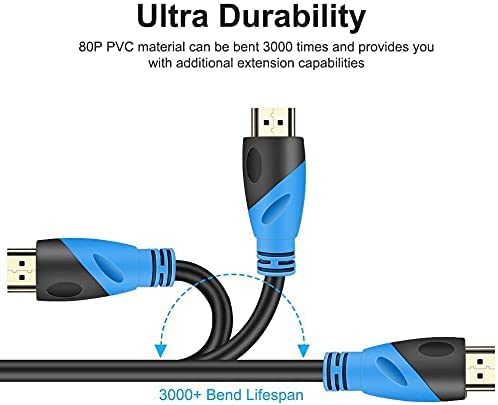 Rommisie 4K/60HZ HDMI Cable 10M (HDMI 2.0,18Gbps) Ultra High Speed Gold Plated Connectors,Ethernet Audio Return,Video 4K,FullHD1080p 3D Compatible with Blu-Ray,TV, Playstation, PS3, PS5, PC, HDTV