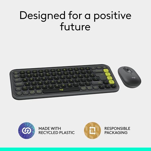Logitech POP ICON Keys Wireless Bluetooth Keyboard, Comfortable Typing, Programmable Keys, Easy-Switch Between up to 3 Devices, for Laptop, Tablet, PC – Rose and Off-White