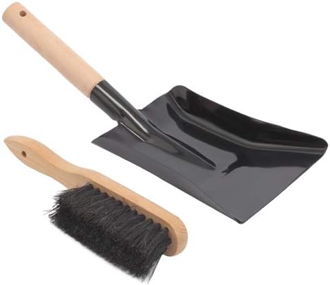 Coal Shovel and Hearth Brush Set Made of Natural Wood and Coco Bristles
