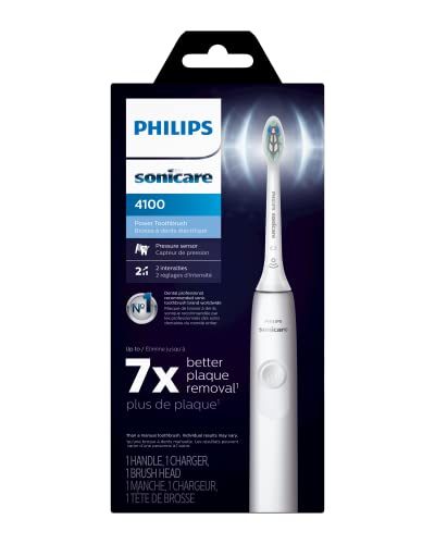 Philips Sonicare 4100 Rechargeable Electric Toothbrush, with Pressure Sensor, 2 Intensity Settings, SmarTimer and QuadPacer, 14-Day Battery Life, Deep Pink, Model HX3681/26