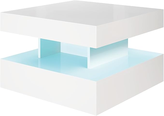 HedoAjim Small White Led Coffee Table