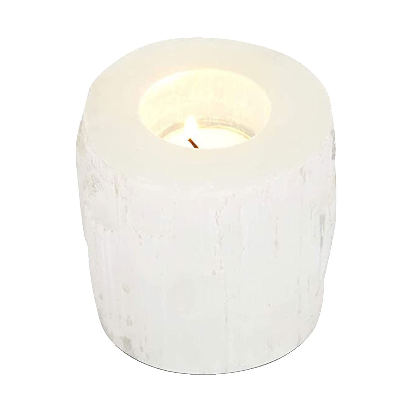 NORTHLANDZ Selenite Crystal Candle Holder, Hand Crafted Morocco Tealight Candlestick Holder for Healing, Meditation & Yoga, Ideal for Gift & Bedroom Decor