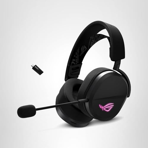 ASUS ROG Pelta Wireless Gaming Headset with Detachable Mic – Tri-Mode (BT, 2.4GHz, USB-C) 50mm Titanium-Plated Drivers, 70Hr Battery, Ergonomic, Lightweight, for PC, PS5, PS4, Switch, Mobile - Black