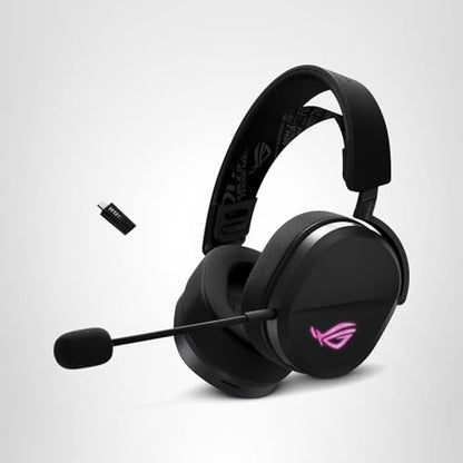 ASUS ROG Pelta Wireless Gaming Headset with Detachable Mic – Tri-Mode (BT, 2.4GHz, USB-C) 50mm Titanium-Plated Drivers, 70Hr Battery, Ergonomic, Lightweight, for PC, PS5, PS4, Switch, Mobile - Black