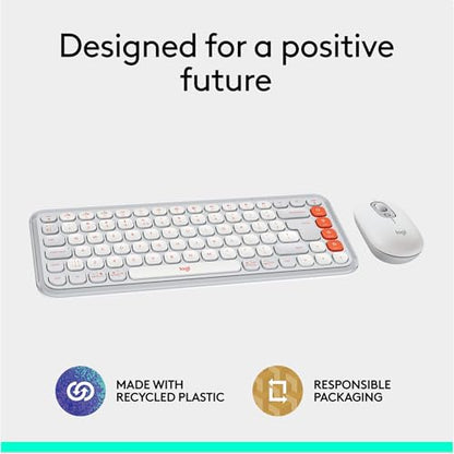 Logitech POP ICON Keys Wireless Bluetooth Keyboard, Comfortable Typing, Programmable Keys, Easy-Switch Between up to 3 Devices, for Laptop, Tablet, PC – Rose and Off-White