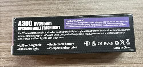 DARKBEAM UV Light Torch Ultraviolet Flashlight Rechargeable 395nm, Wood's Lamp Black Light Blacklight Portable Mini Handheld LED Pet Urine Ringworm Detector, Resin Curing, Pocket-Sized