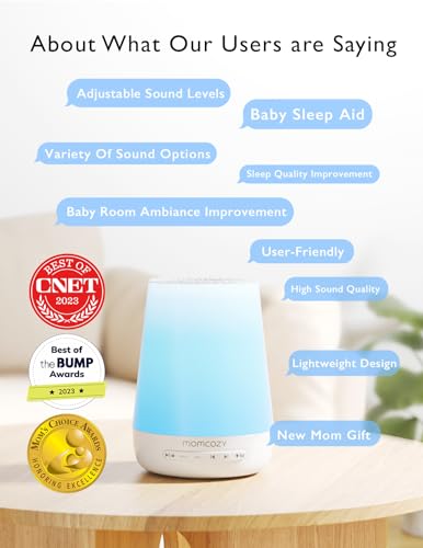 Momcozy White Noise Machine,Sound Machine for Baby Adults with 7 Colour Night Light,34 Soothing SoundsTherapy for Sleeping Nursery, White Noise APP Control,Timer,USB Rechargeable,Office Home Travel
