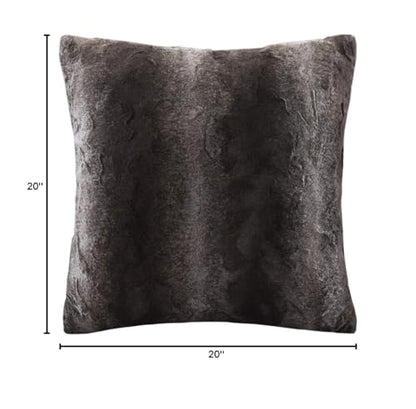 Madison Park Zuri Faux Fur Ombre Stripe Ultra Soft Luxury Decorative Throw Pillows, For Couch Bed With Insert, 20" x 20", Grey