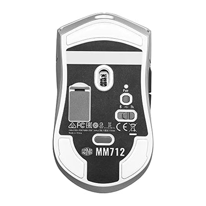 Cooler Master MM712 Wireless Gaming Mouse Black with Adjustable 19,000 DPI, 2.4GHz and Bluetooth , Ultraweave Cable, PTFE Feet, RGB Lighting and MasterPlus+ Software