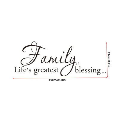 Family Life's Greatest Blessing Vinyl Wall Decal, Removable Stickers for Home Art Decor, Inspirational Quote Saying for Living Room, Bedroom, 22 x 8.3