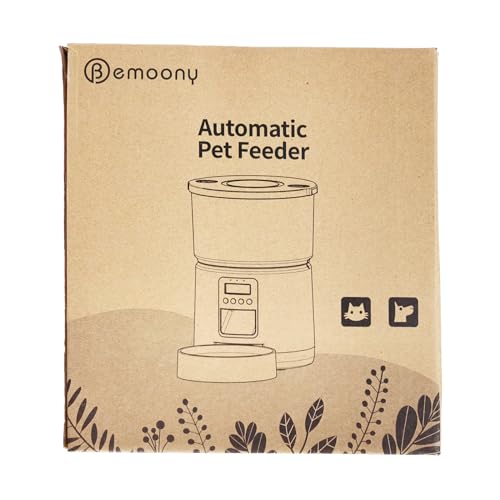 BEMOONY Automatic Cat Feeder, Cat Food Dispenser with 1-6 Meals, Customized Feeding Schedule for Cats & Dogs, Dual Power Supply, Double Lock, 10s Voice, 3L Pet Feeder Including Desiccant Bag, White