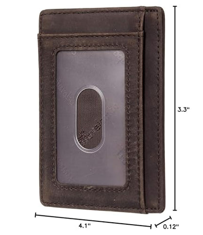Travelambo Slim Wallet Front Pocket Minimalist Leather RFID Blocking Medium Size