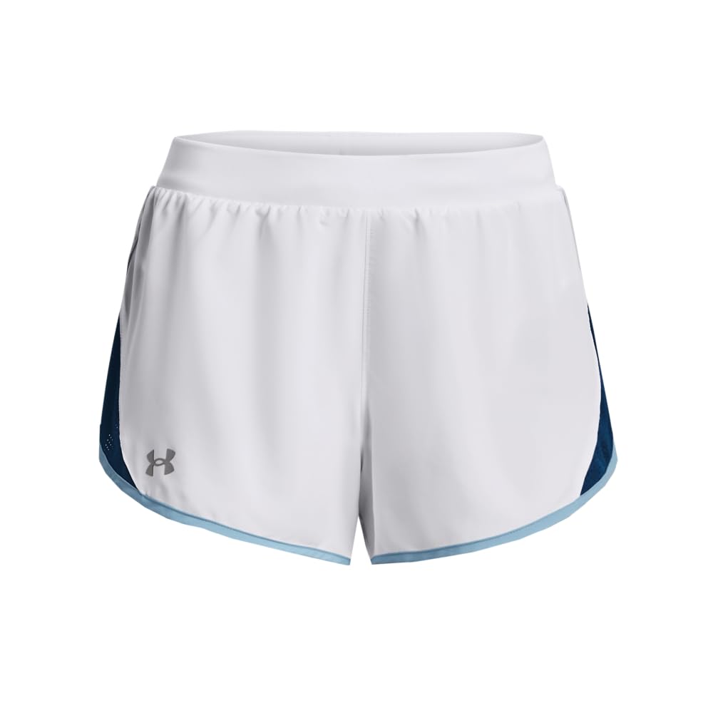 Under Armour Women's Fly by 2.0 Running Shorts, (105) White/Varsity Blue/Reflective, XX-Large