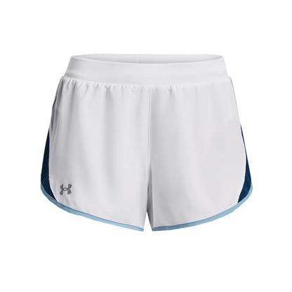 Under Armour Women's Fly by 2.0 Running Shorts, (105) White/Varsity Blue/Reflective, XX-Large