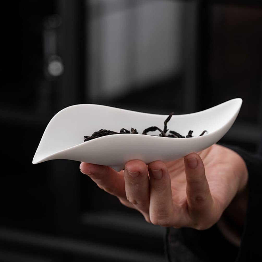 BESTonZON Tea Scoop Set Porcelain Loose Leaf Tea Dispenser and Shovel Lightweight Ceramic Spoon for Precise Measuring and Brewing at Home or Gatherings 5.78X2.36X1.18In