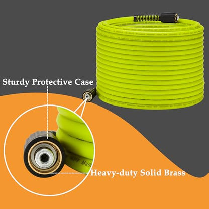 M MINGLE Pressure Washer Hose 50 FT x 1/4" - Replacement Power Wash Hose with Quick Connect Kits - High Pressure Hose with M22 14mm Fittings - 3600PSI