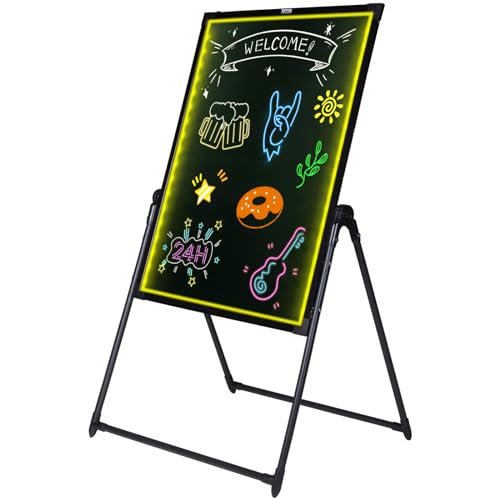 VEVOR 32"x24" LED Message Writing Board, Menu Sign Boards, Illuminated Erasable Lighted Chalkboard, Neon Effect Drawing Panel with 8 Fluorescent Chalk Markers and Remote Control