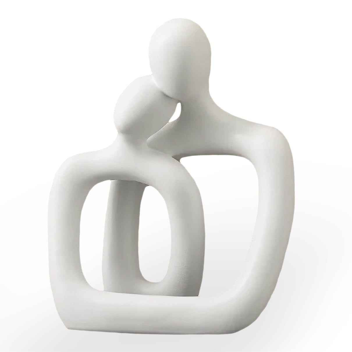 BANOMII Abstract Couple Statue, Minimalist Couples Bedroom Decor, White Hugging Lovers Sculptures Modern Home Office Decor Accents, TV Stand Decorations for Living Room Aesthetic, Desktop Figurine